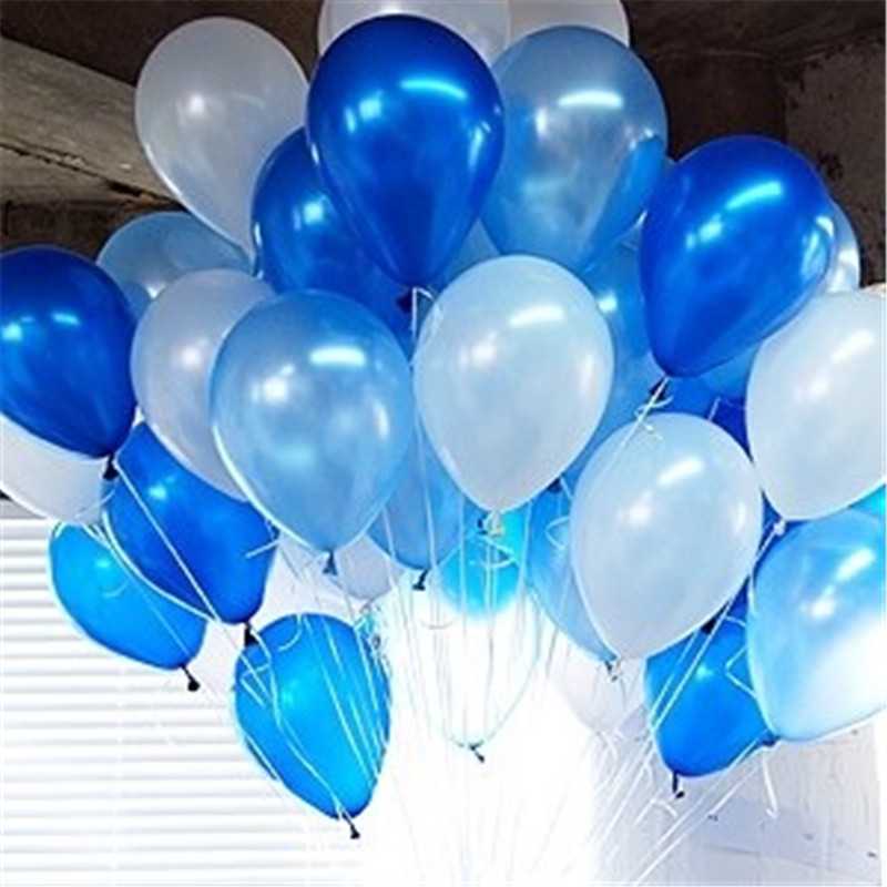 Шары «Синие Белые Голубые металлики» 35 см