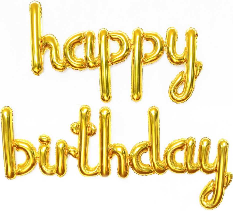 Растяжка надувная «Happy Birthday» золото