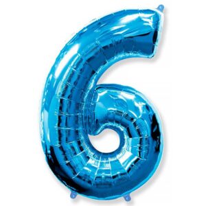 Фольгированный шар «Цифра 6» Синий