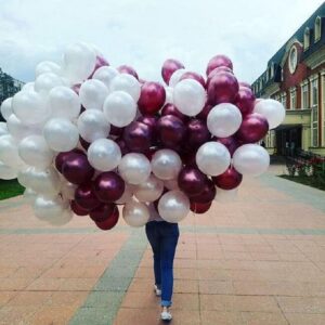 Облако из шаров «БОРДО и ЖЕМЧУГ»