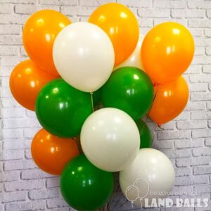 Шары «Оранжевые-Белые-Зеленые» 35 см