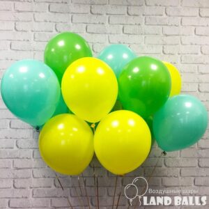 Шары «Зеленые-Тиффани-Желтые» 35 см